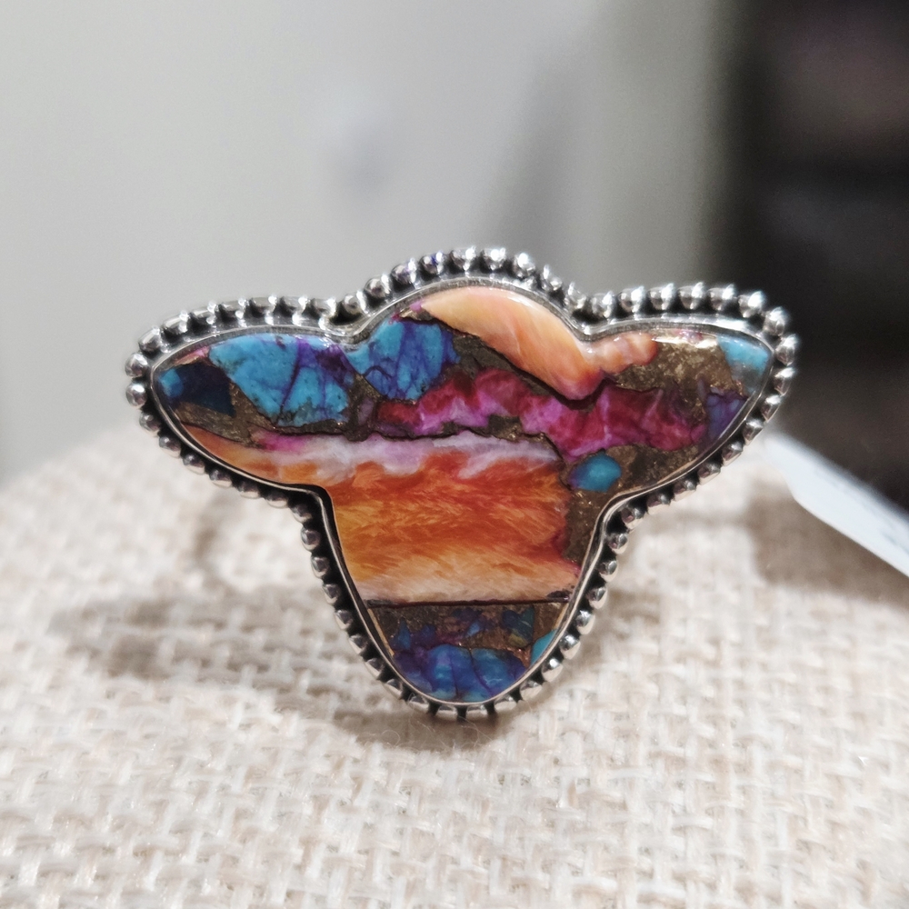 Multicolor Turquoise Stone Silver Ring